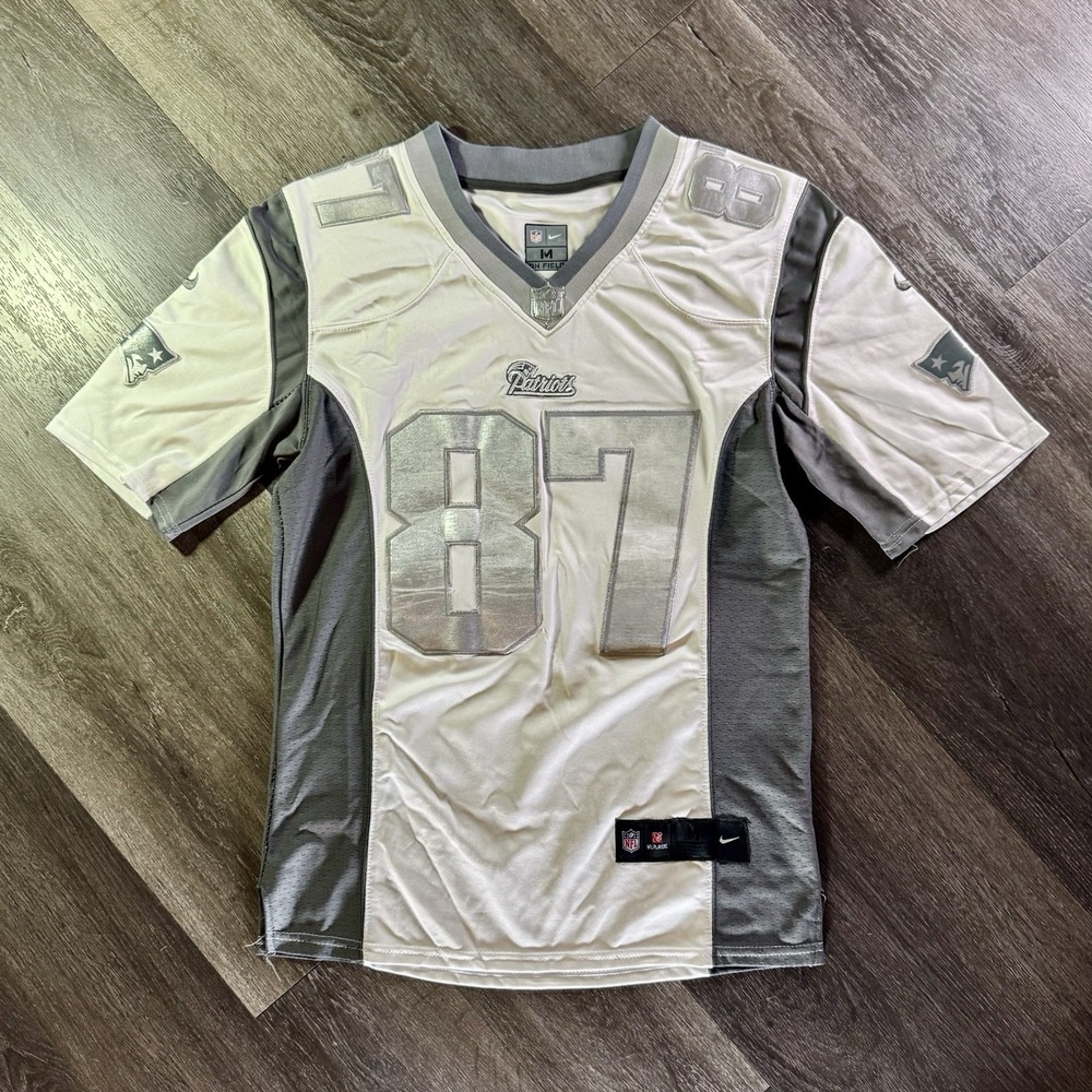 ROB GRONKOWSKI NIKE JERSEY MEN'S M NEW ENGLAND PATRIOTS SILVER #87 FOOTBALL NFL